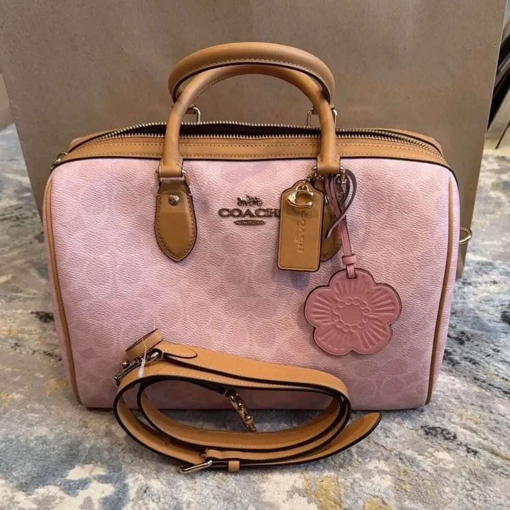 Coach Large Powder Pink Rowan With Charms - Picture 3 of 3